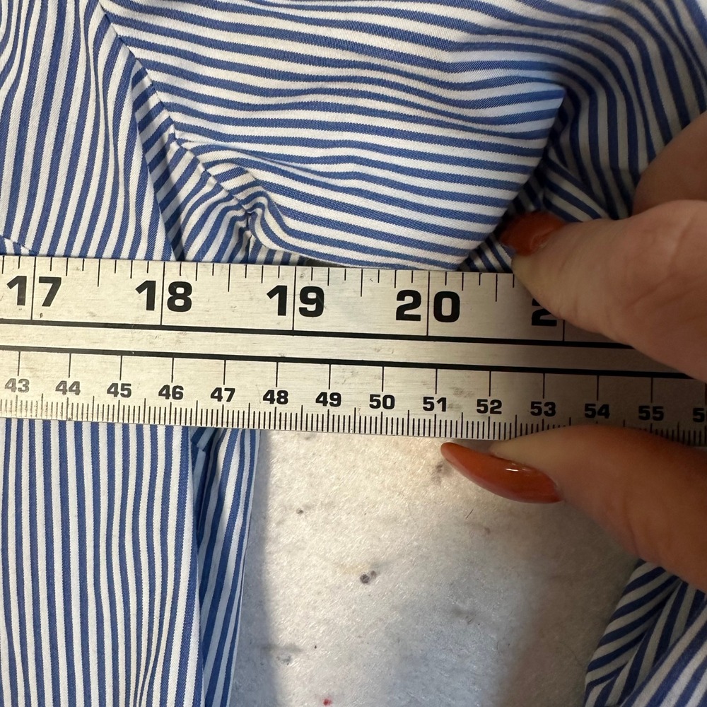 Talbots Petites Blue White Striped Button Down Shirt Long Sleeve LP Cotton Blend - Picture 3 of 7